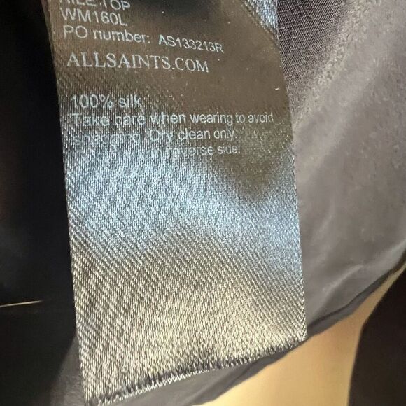 AllSaints Womens Silk Chiffon Wrap Blouse Black Size 2 Career Dressy Wear - Picture 3 of 7